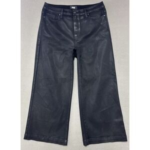 Paige Anessa Womens High‎ Rise Wide Leg Jeans Black Dark Stretch Everyday 33x26